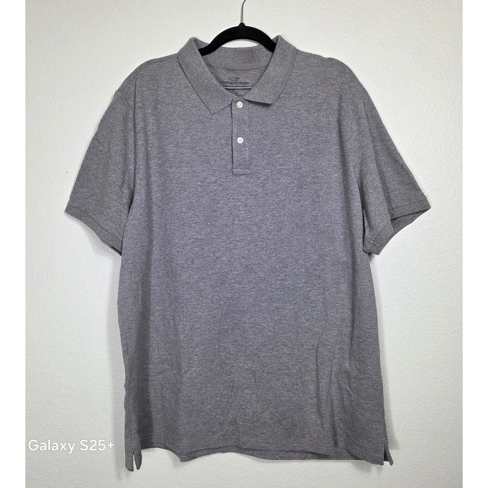 NWT Vineyard Vines Mens XL Gray Short Sleeve Pique Cotton Spandex Polo Shirt